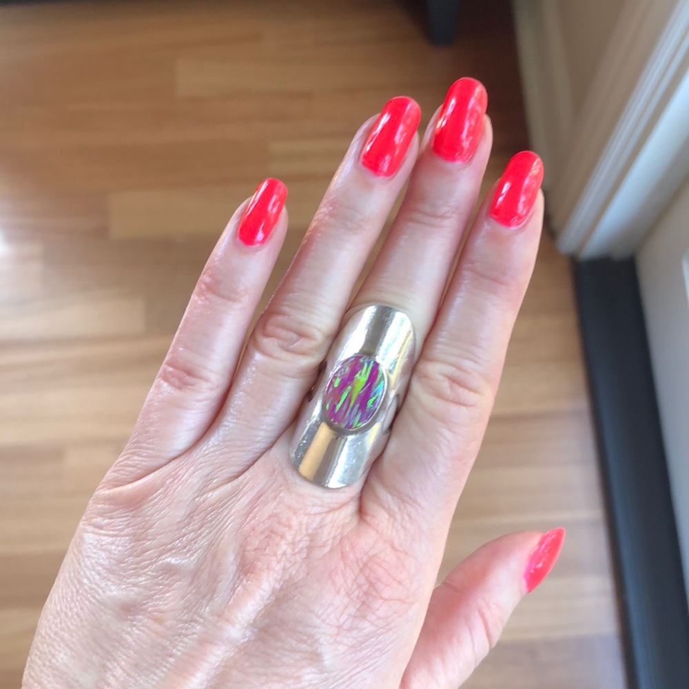 Sterling Silver Pink Fire Opal Ring